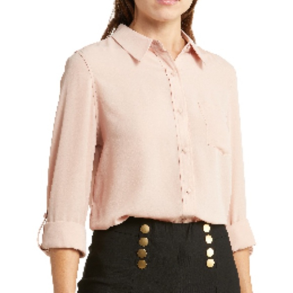 NWT Women's Pink Button-Up Blouse
